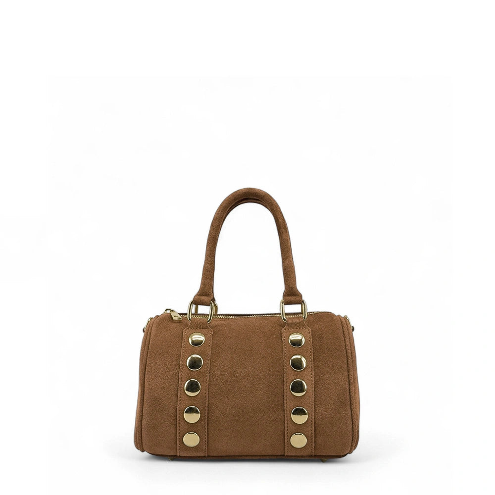 Mini sac bowling en croûte de cuir DJODY Camel foncé