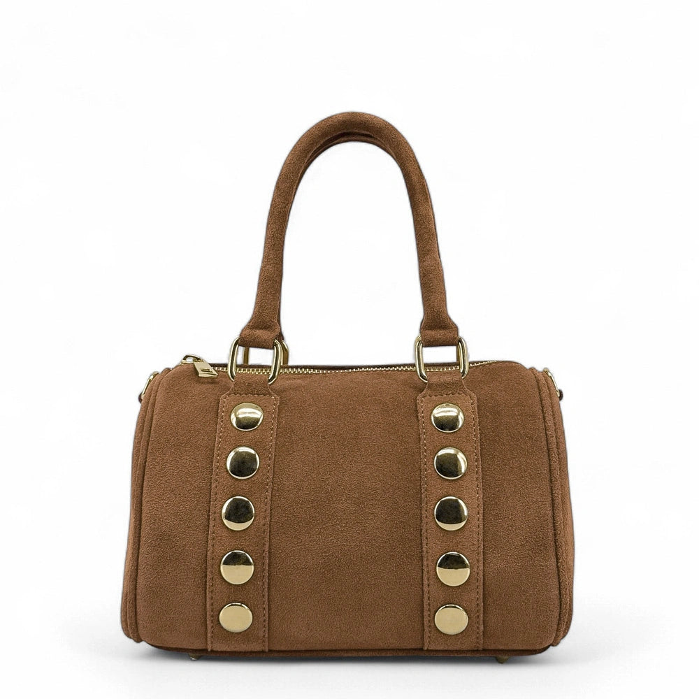 Mini sac bowling en croûte de cuir DJODY Camel foncé