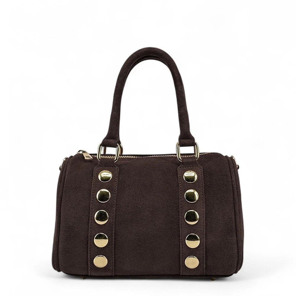 Mini sac bowling en croûte de cuir DJODY Chocolat