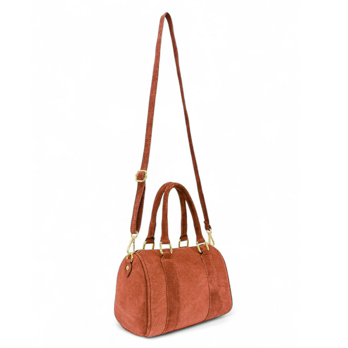 Mini-Bowling-Tasche aus Wildleder DJODY Terrakotta