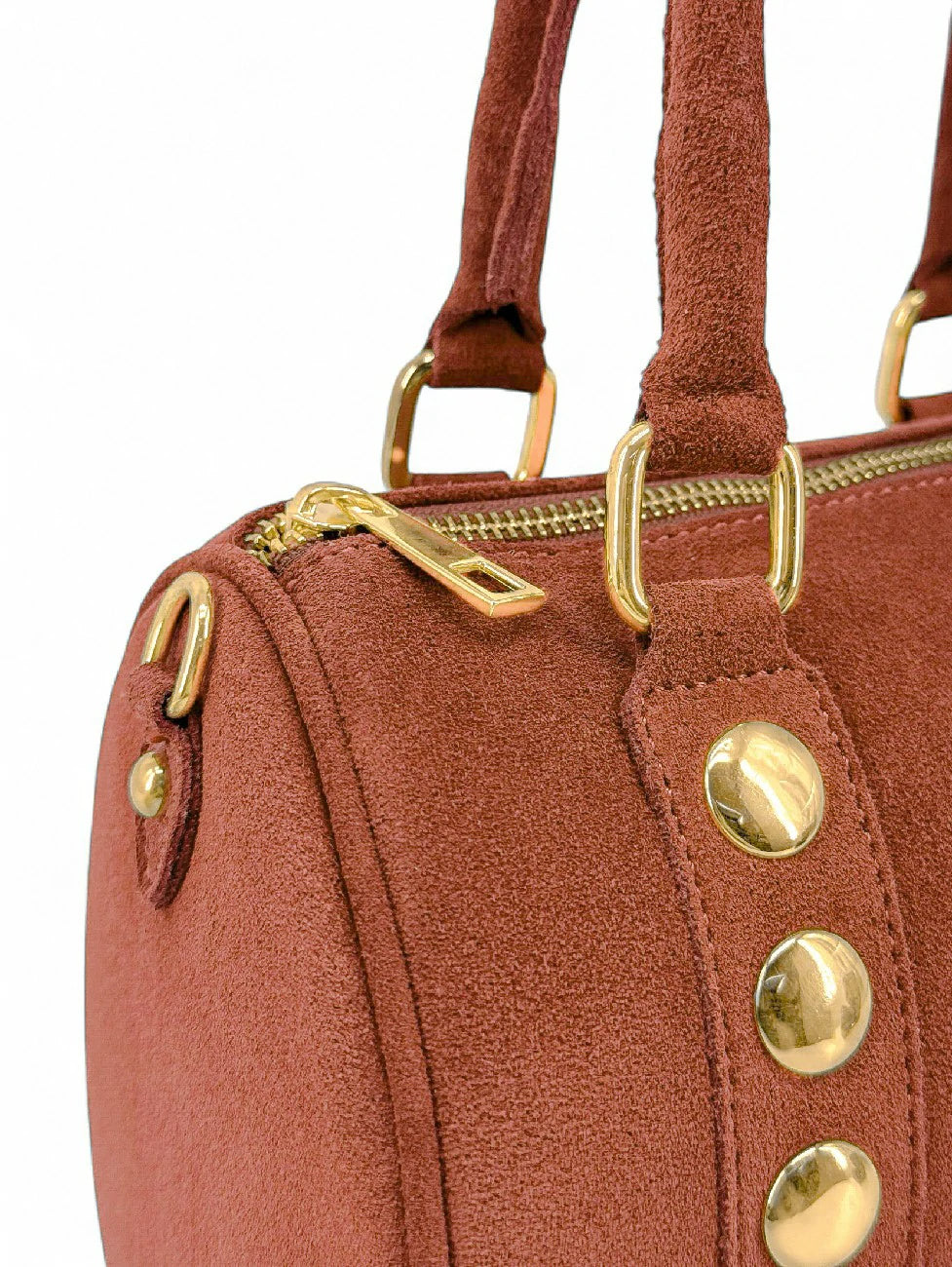 Mini-Bowling-Tasche aus Wildleder DJODY Terrakotta