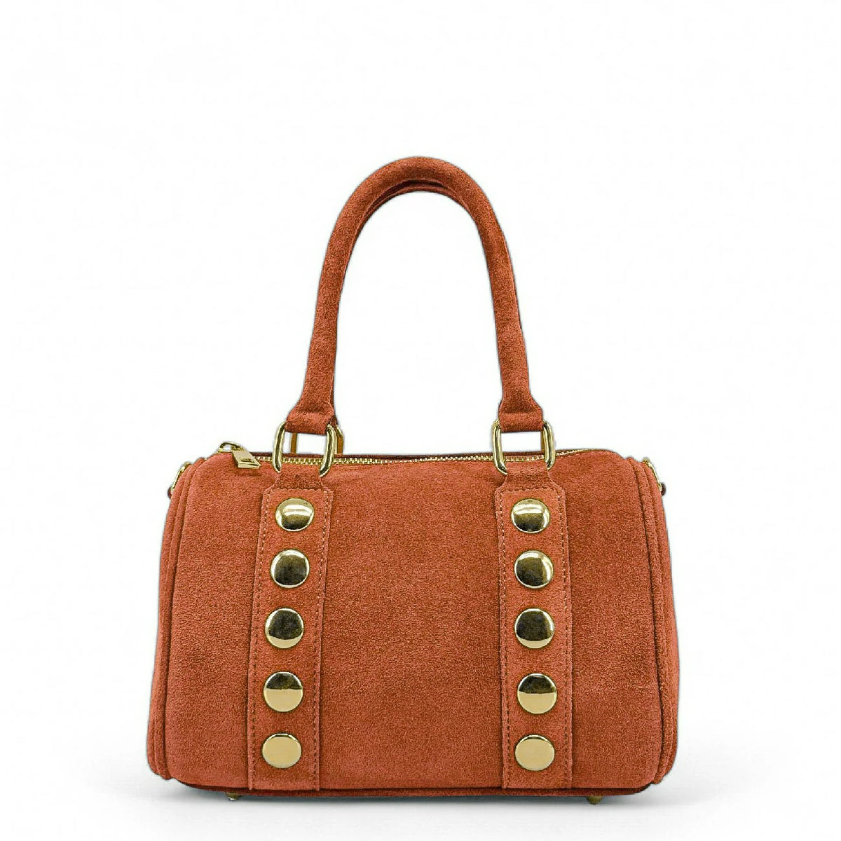 Mini-Bowling-Tasche aus Wildleder DJODY Terrakotta