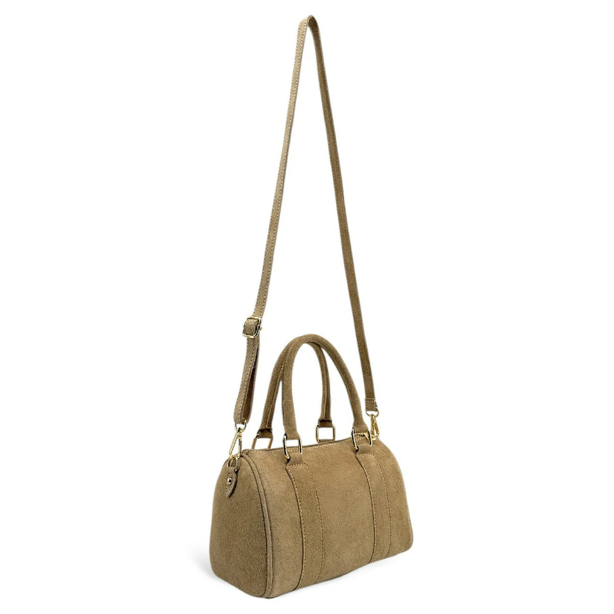 Mini borsa bowling in pelle scamosciata DJODY Tortora chiaro