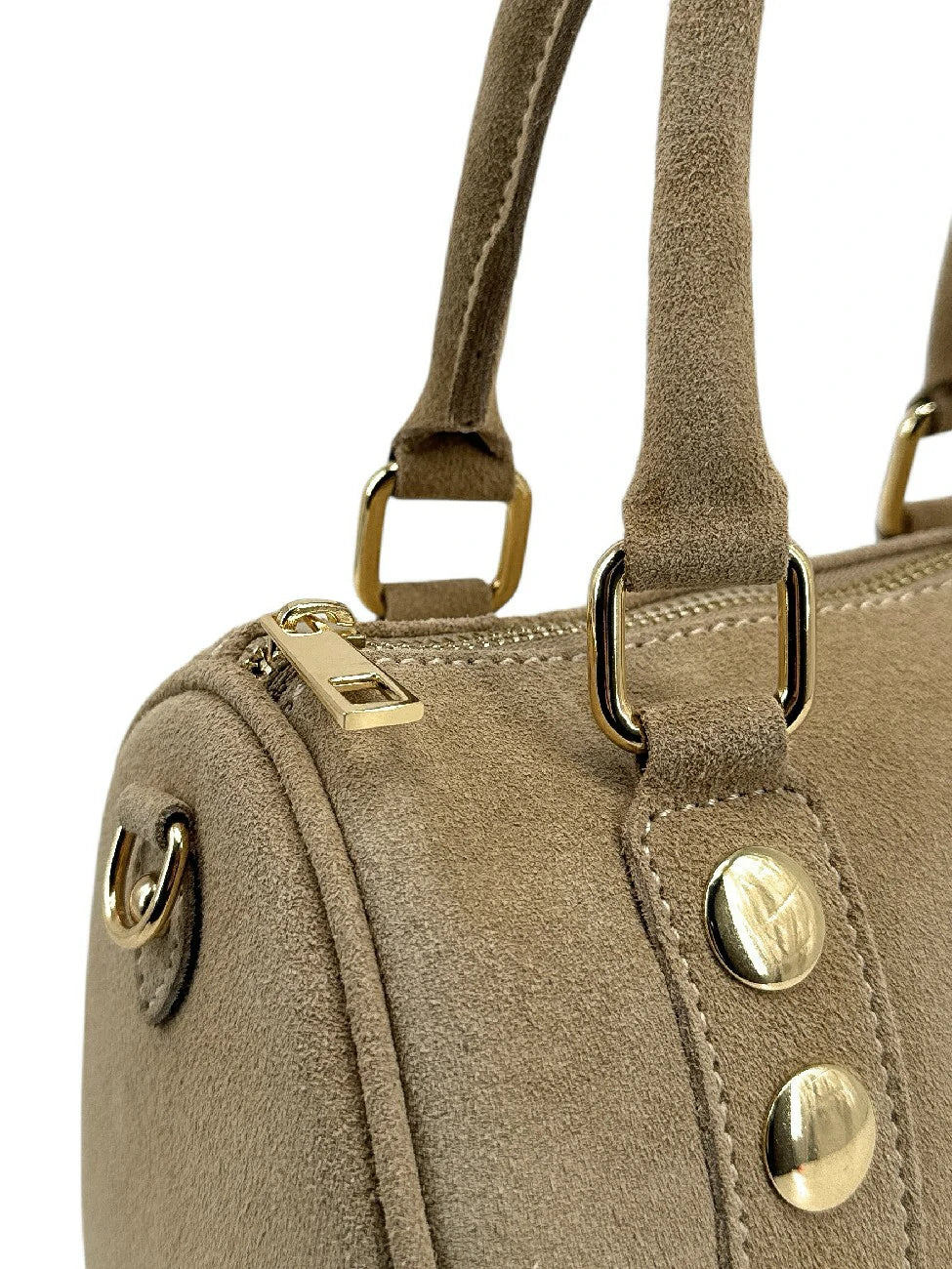 Mini borsa bowling in pelle scamosciata DJODY Tortora chiaro