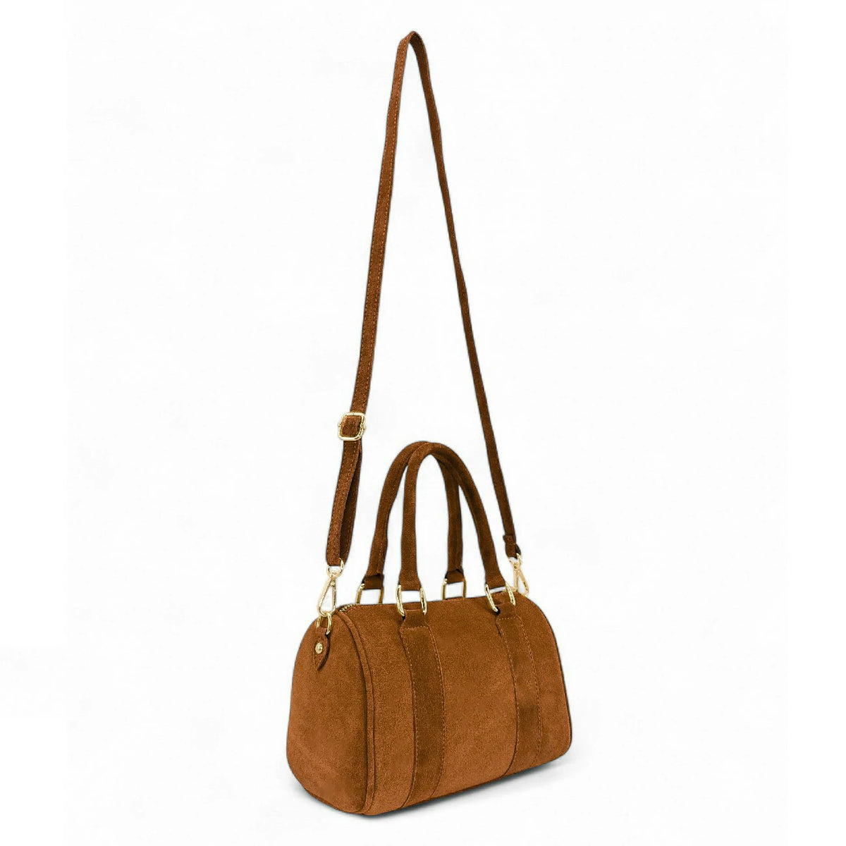 Mini bolso bowling de ante DJODY Camel oscuro