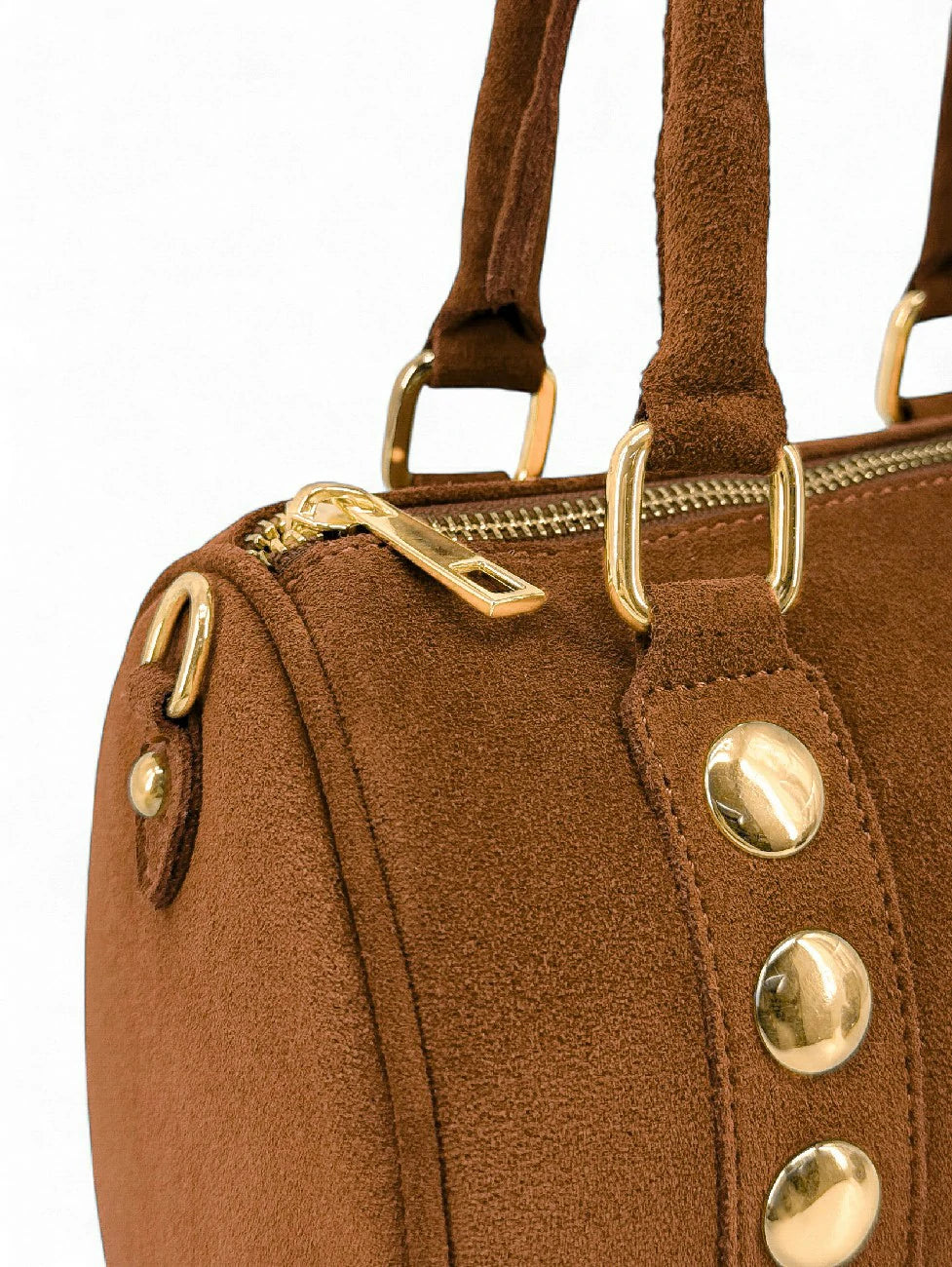 Mini bolso bowling de ante DJODY Camel oscuro