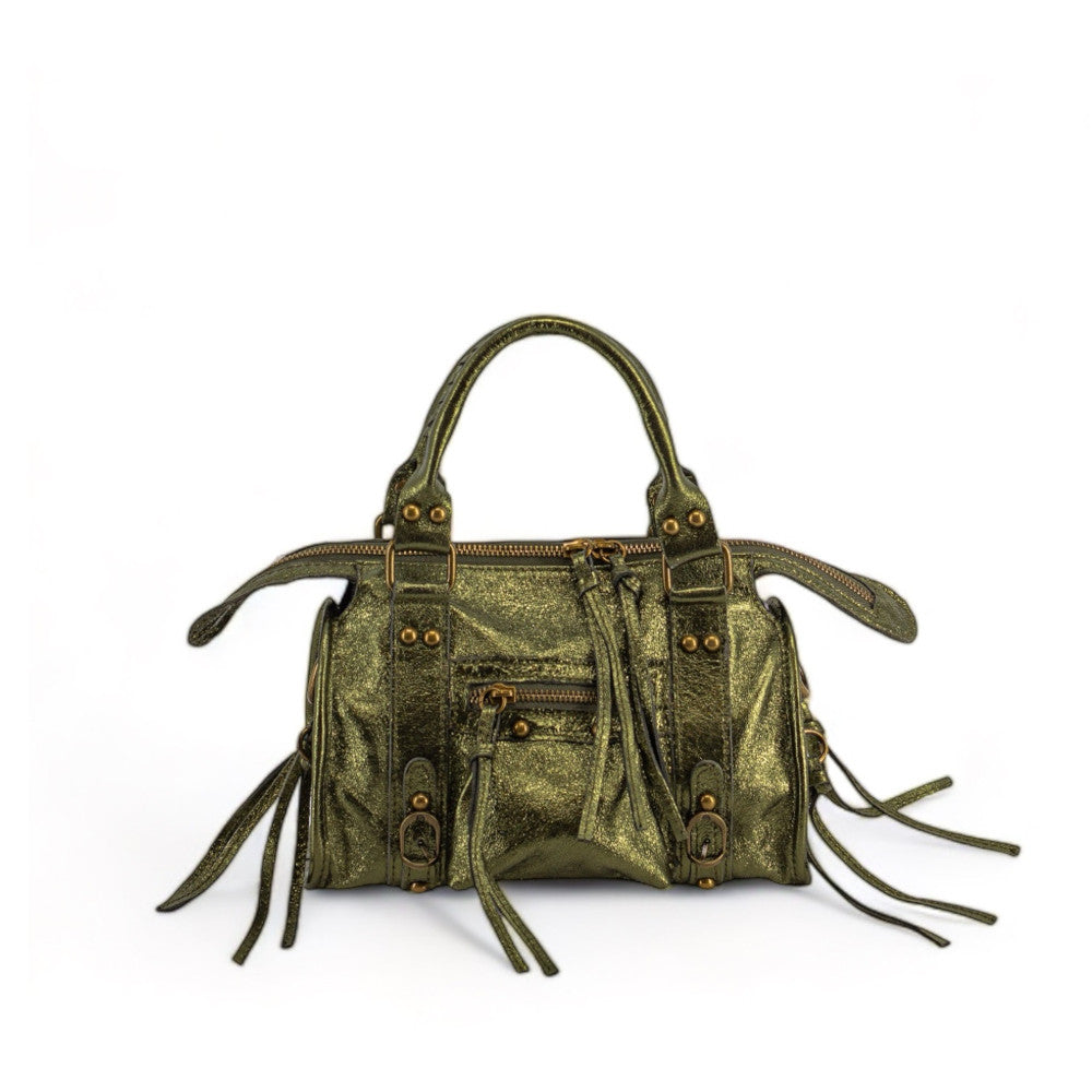 Mini-sac bowling en cuir brossé ou irisé SANDSTORM MINI Kaki irisé