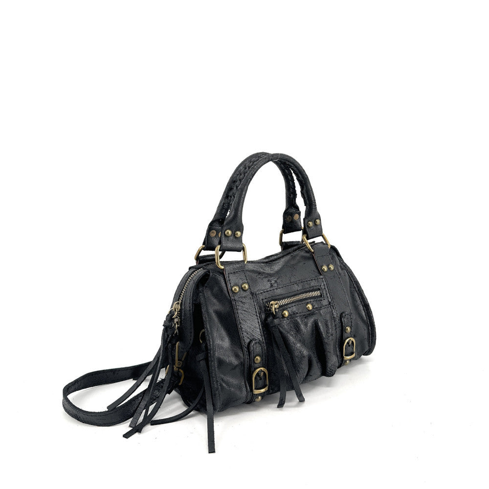 Mini-sac bowling en cuir brossé ou irisé SANDSTORM MINI Noir