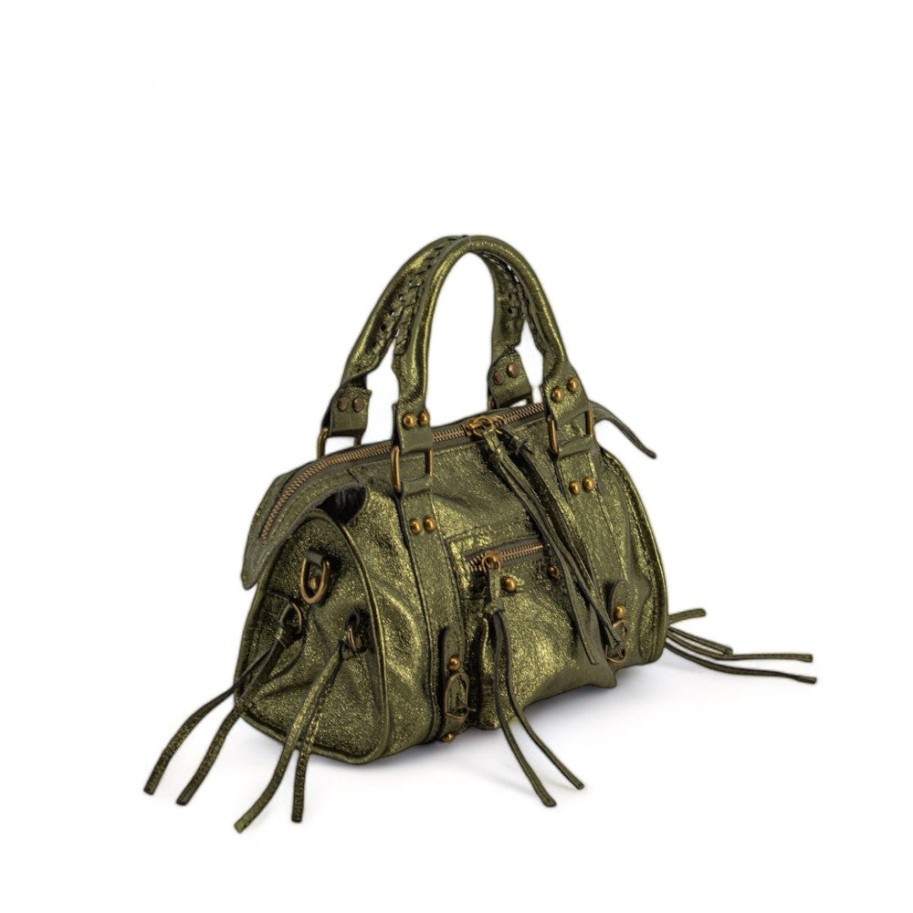 Mini-sac bowling en cuir brossé ou irisé SANDSTORM MINI Kaki irisé