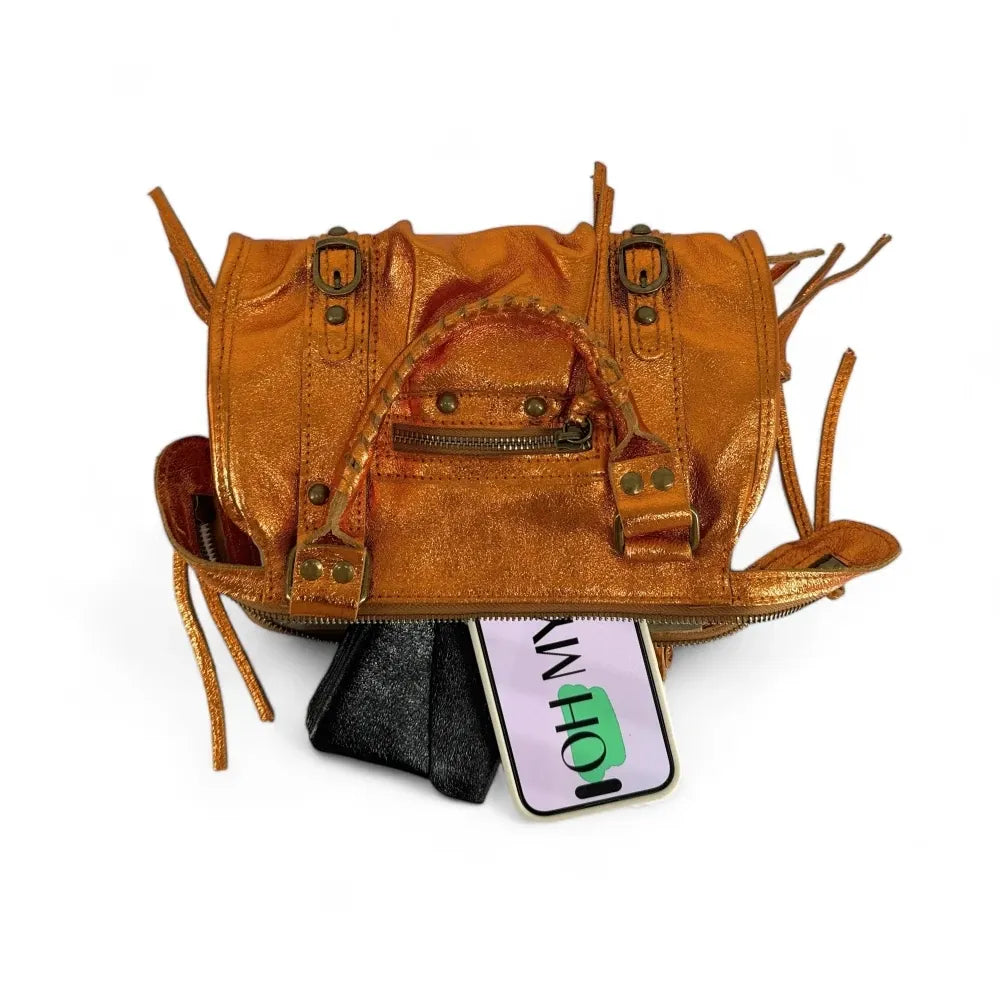 Mini-sac bowling en cuir brossé ou irisé SANDSTORM MINI Orange irisé