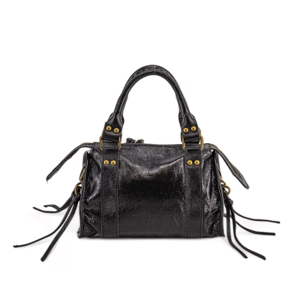 Mini-sac bowling en cuir brossé ou irisé SANDSTORM MINI Noir irisé