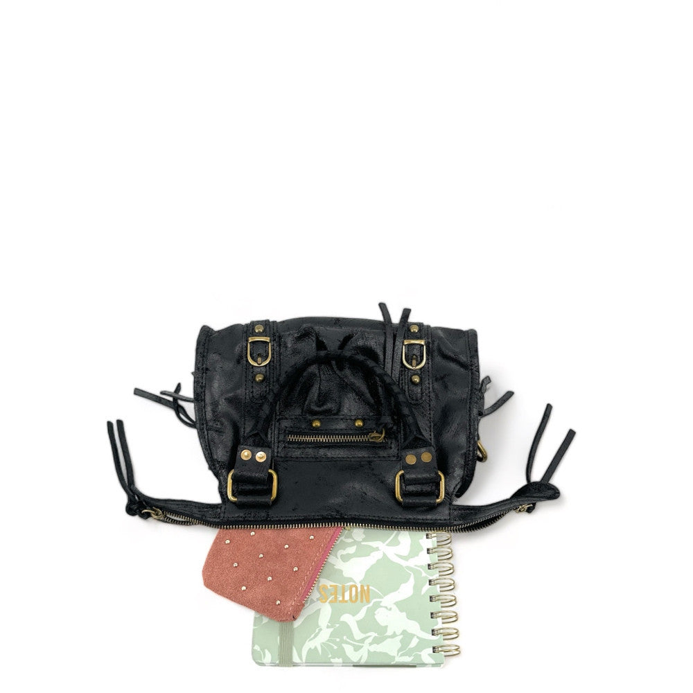Mini-sac bowling en cuir brossé ou irisé SANDSTORM MINI Noir