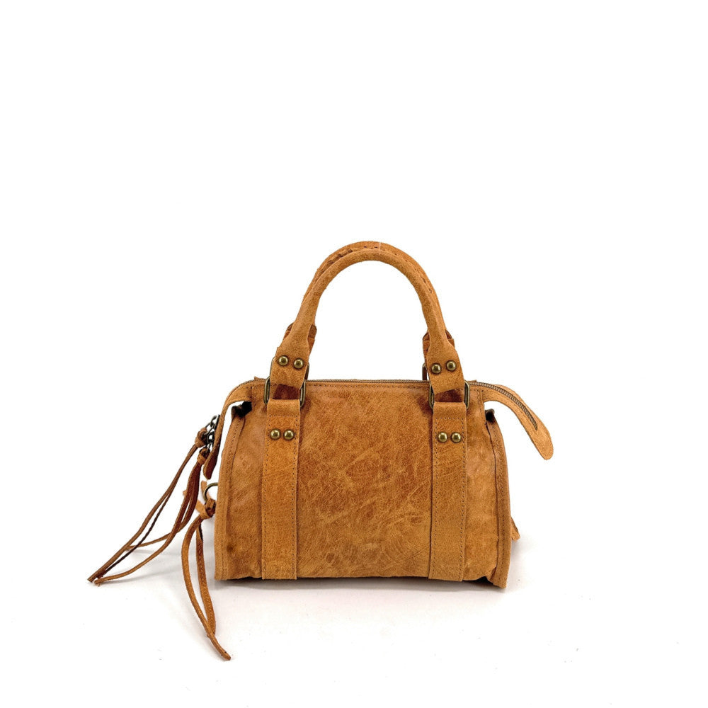 Mini-sac bowling en cuir brossé ou irisé SANDSTORM MINI Camel