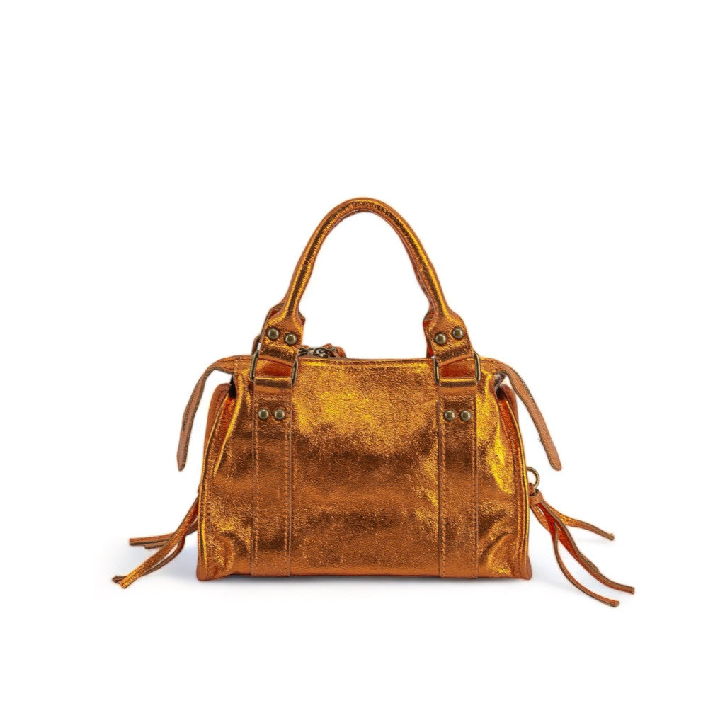 Mini-sac bowling en cuir brossé ou irisé SANDSTORM MINI Safran