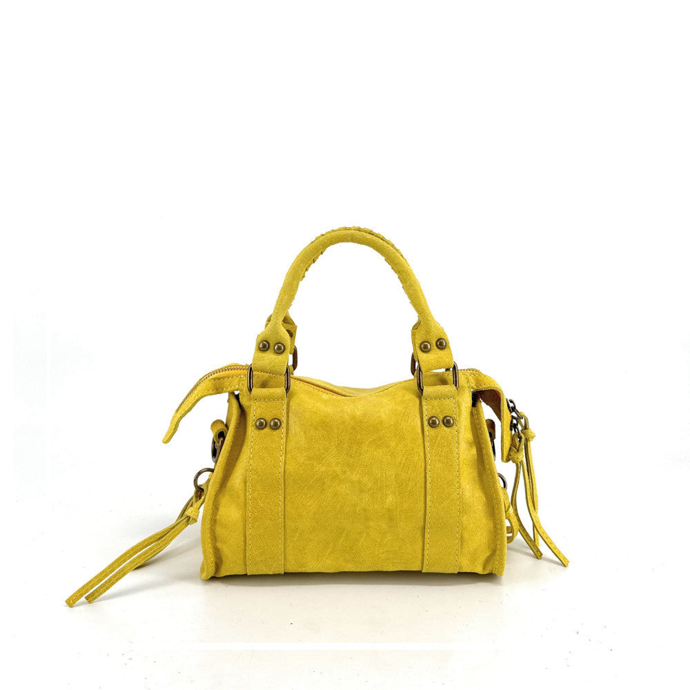 Mini-sac bowling en cuir brossé ou irisé SANDSTORM MINI Jaune tournesol