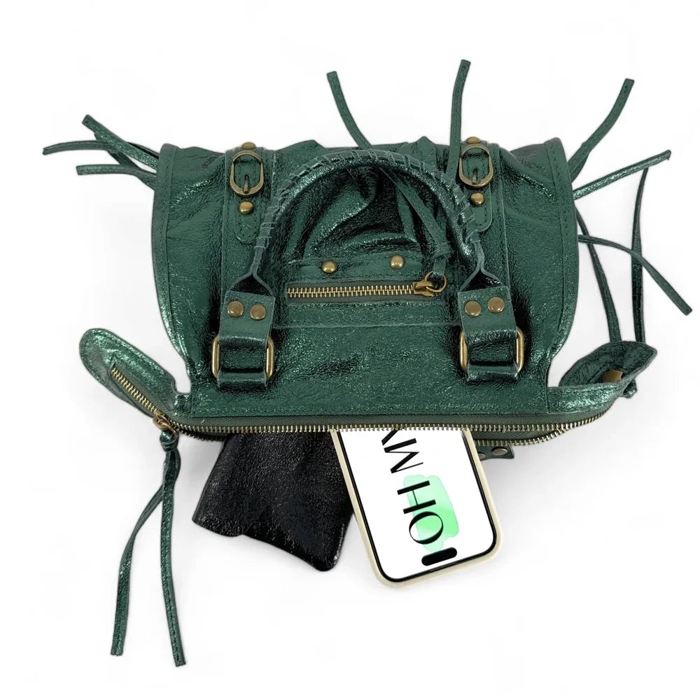 Mini-sac bowling en cuir brossé ou irisé SANDSTORM MINI Vert forêt irisé