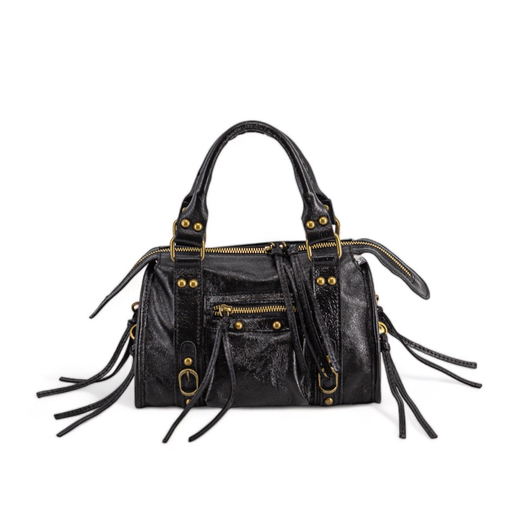 Mini-sac bowling en cuir brossé ou irisé SANDSTORM MINI Noir irisé