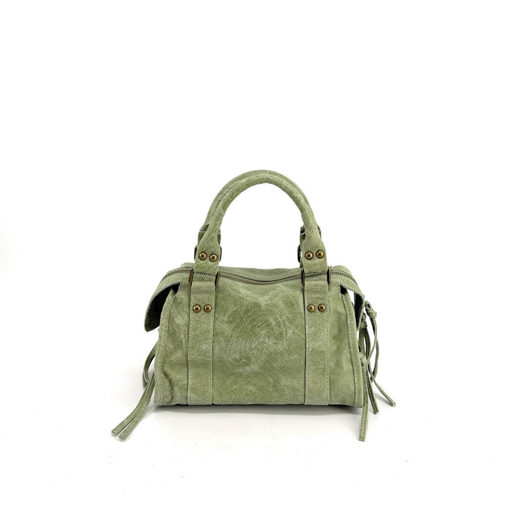 Mini-sac bowling en cuir brossé ou irisé SANDSTORM MINI Vert amande