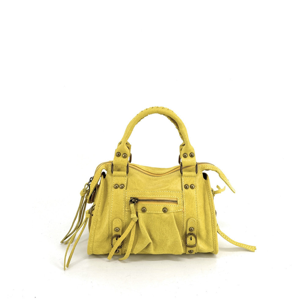 Mini-sac bowling en cuir brossé ou irisé SANDSTORM MINI Jaune tournesol