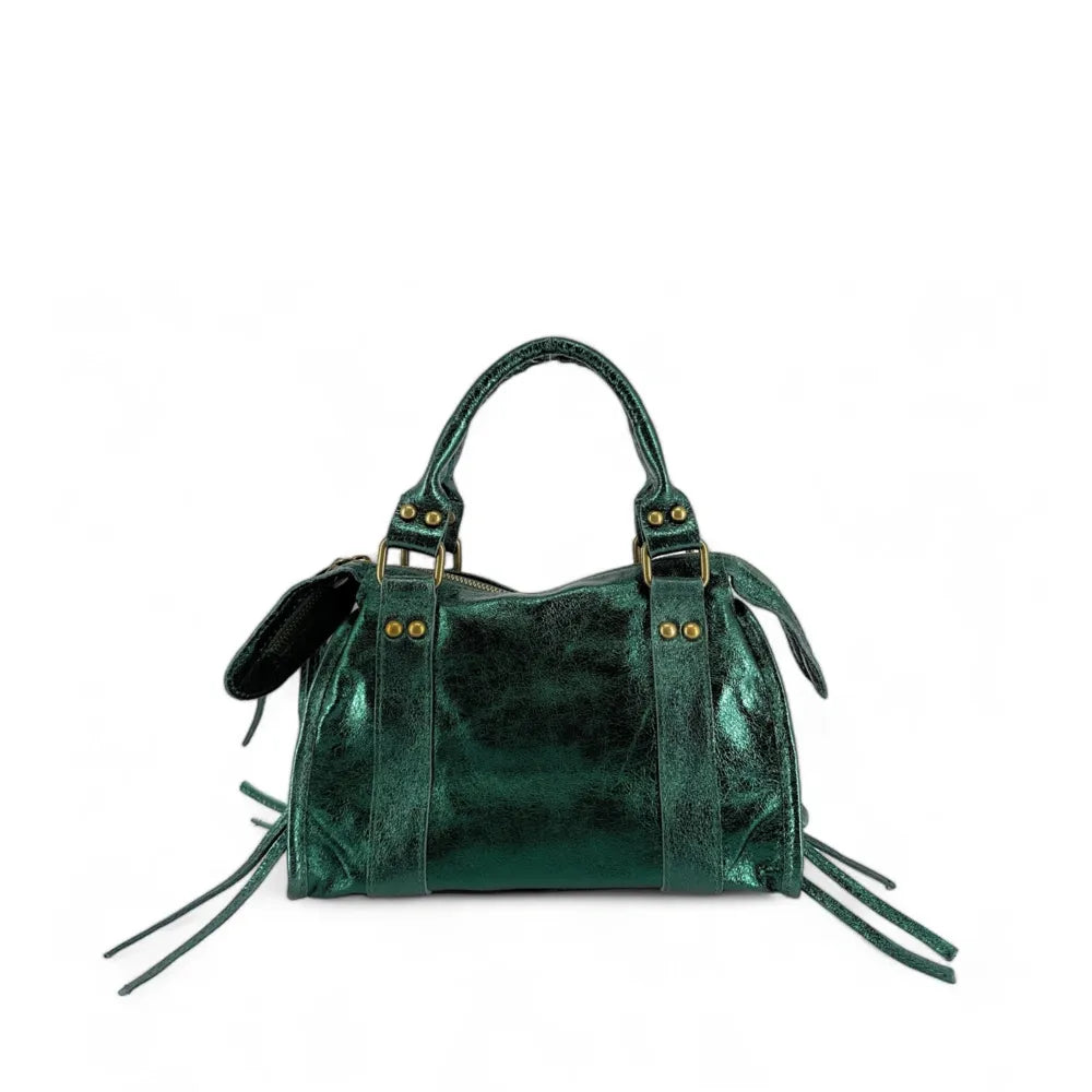 Mini-sac bowling en cuir brossé ou irisé SANDSTORM MINI Vert forêt irisé