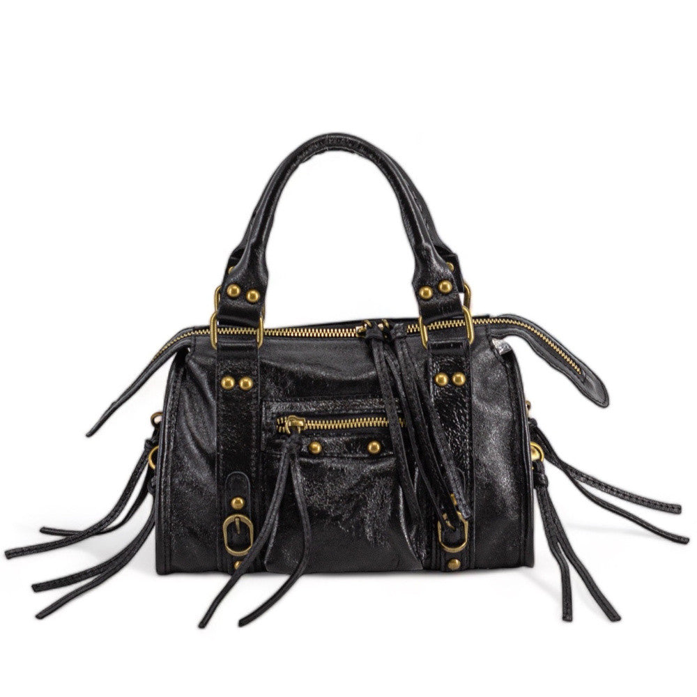 Mini-sac bowling en cuir brossé ou irisé SANDSTORM MINI Noir irisé