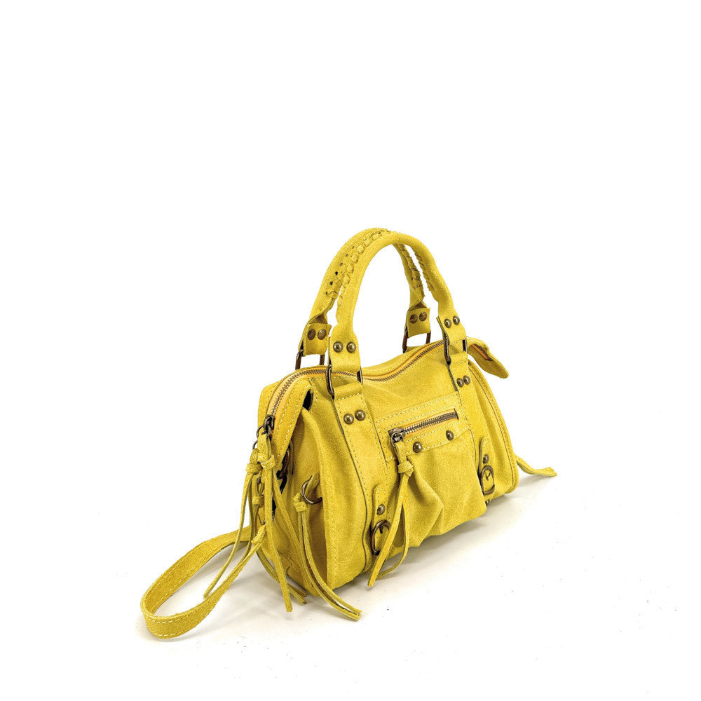Mini-sac bowling en cuir brossé ou irisé SANDSTORM MINI Jaune tournesol