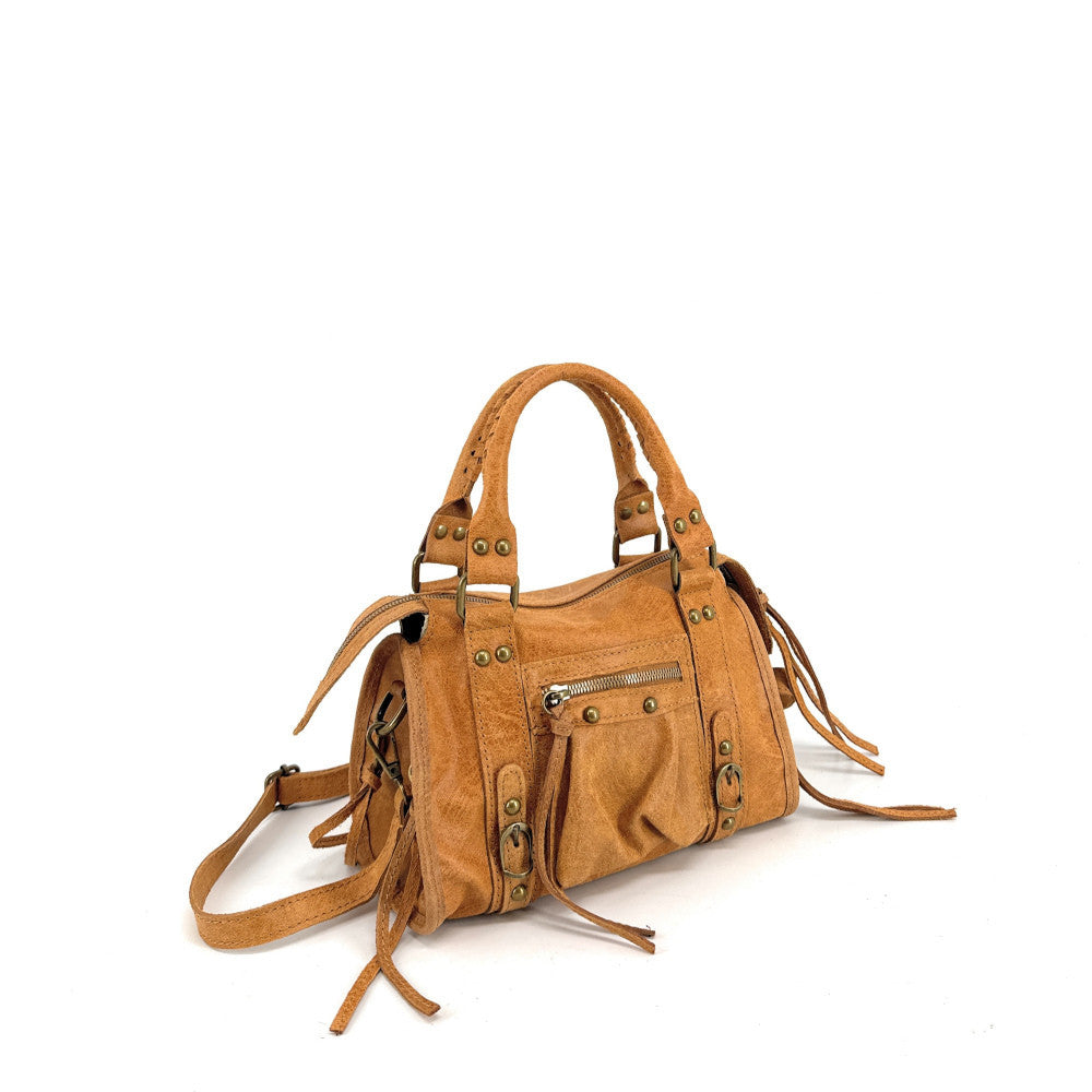 Mini-sac bowling en cuir brossé ou irisé SANDSTORM MINI Camel
