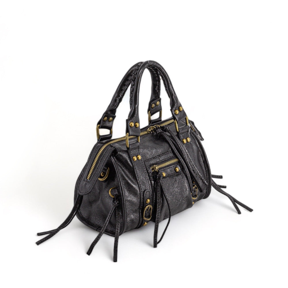 Mini-sac bowling en cuir brossé ou irisé SANDSTORM MINI Noir irisé