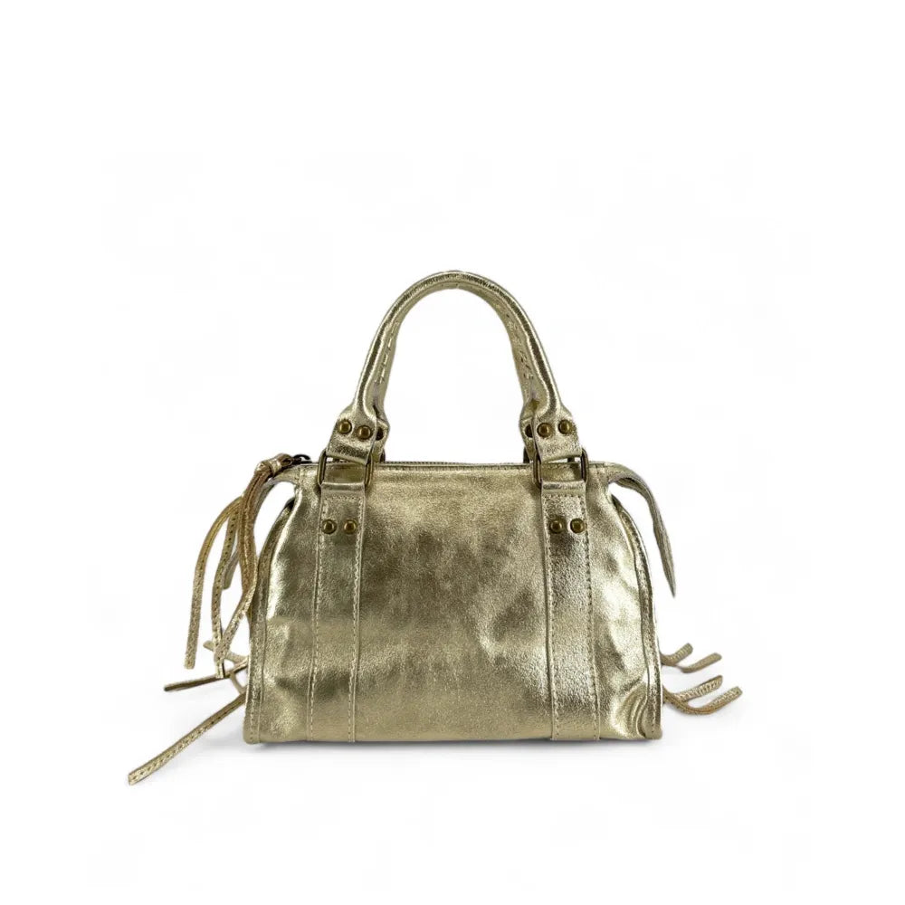 Mini-sac bowling en cuir brossé ou irisé SANDSTORM MINI Or pâle