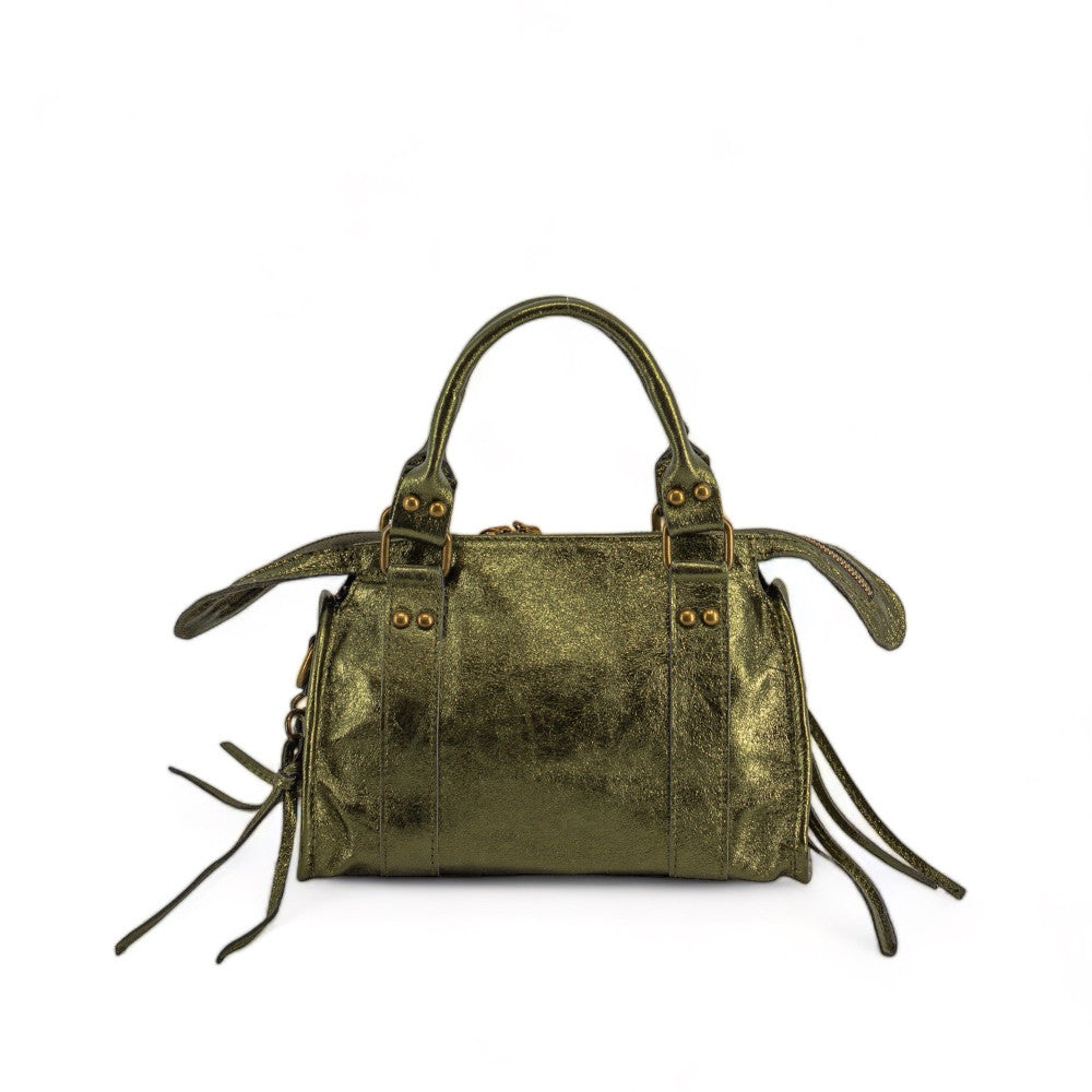 Mini-sac bowling en cuir brossé ou irisé SANDSTORM MINI Kaki irisé