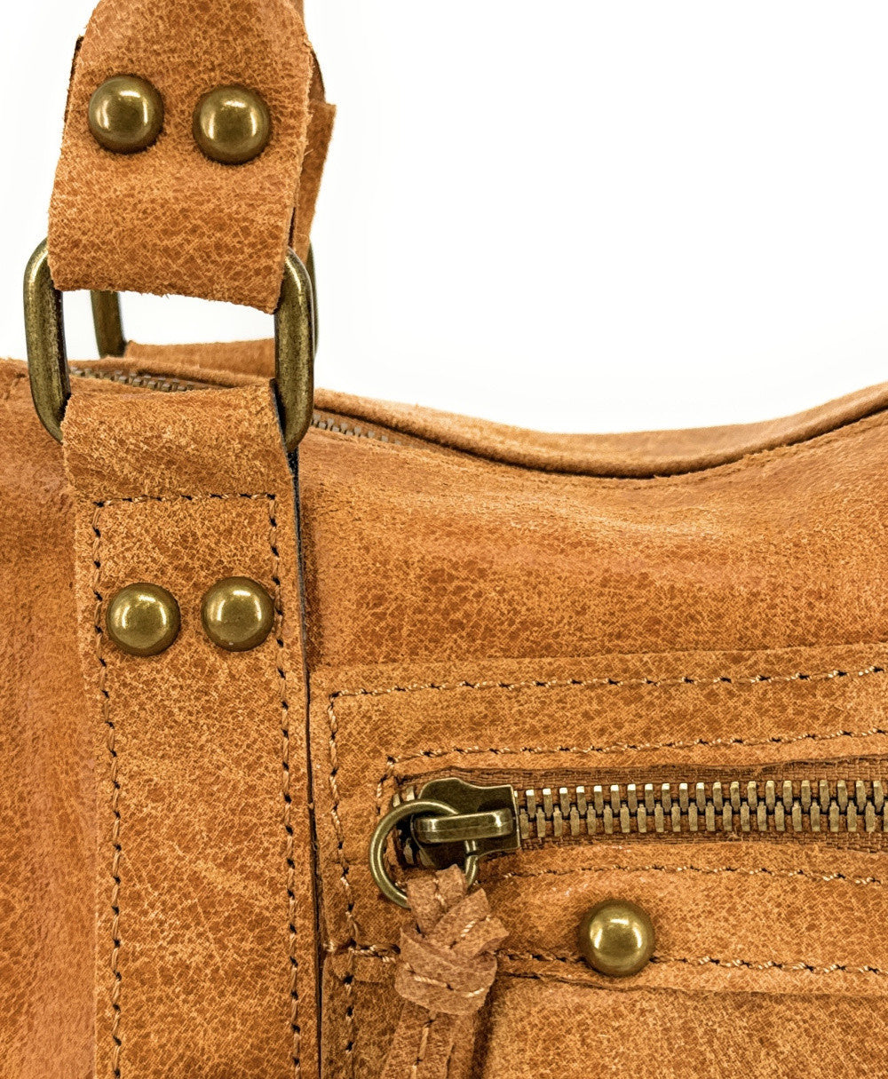Mini-sac bowling en cuir brossé ou irisé SANDSTORM MINI Camel