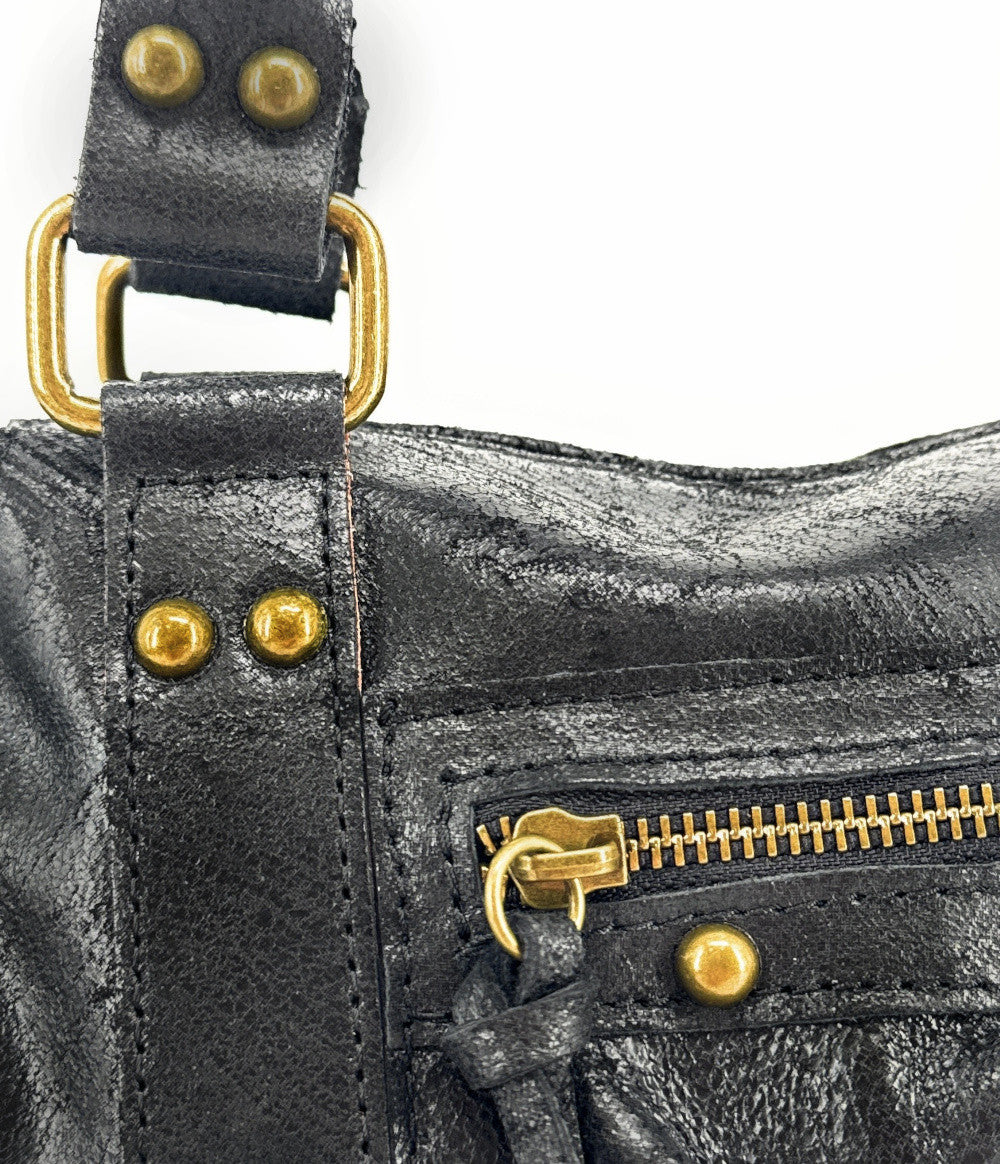 Mini-sac bowling en cuir brossé ou irisé SANDSTORM MINI Noir