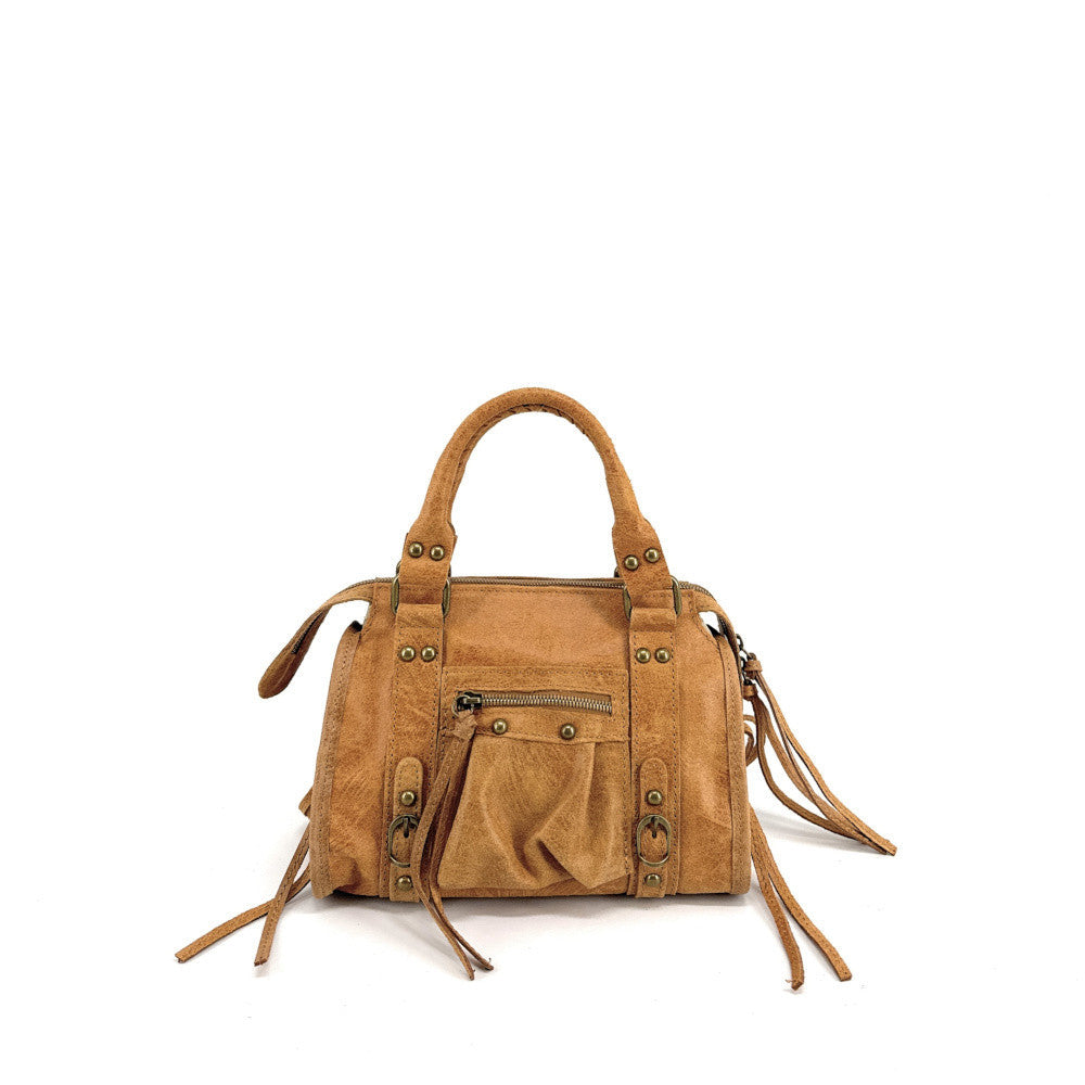 Mini-sac bowling en cuir brossé ou irisé SANDSTORM MINI Camel