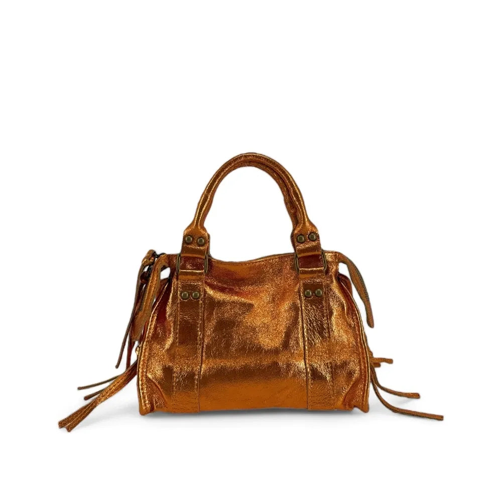 Mini-sac bowling en cuir brossé ou irisé SANDSTORM MINI Orange irisé