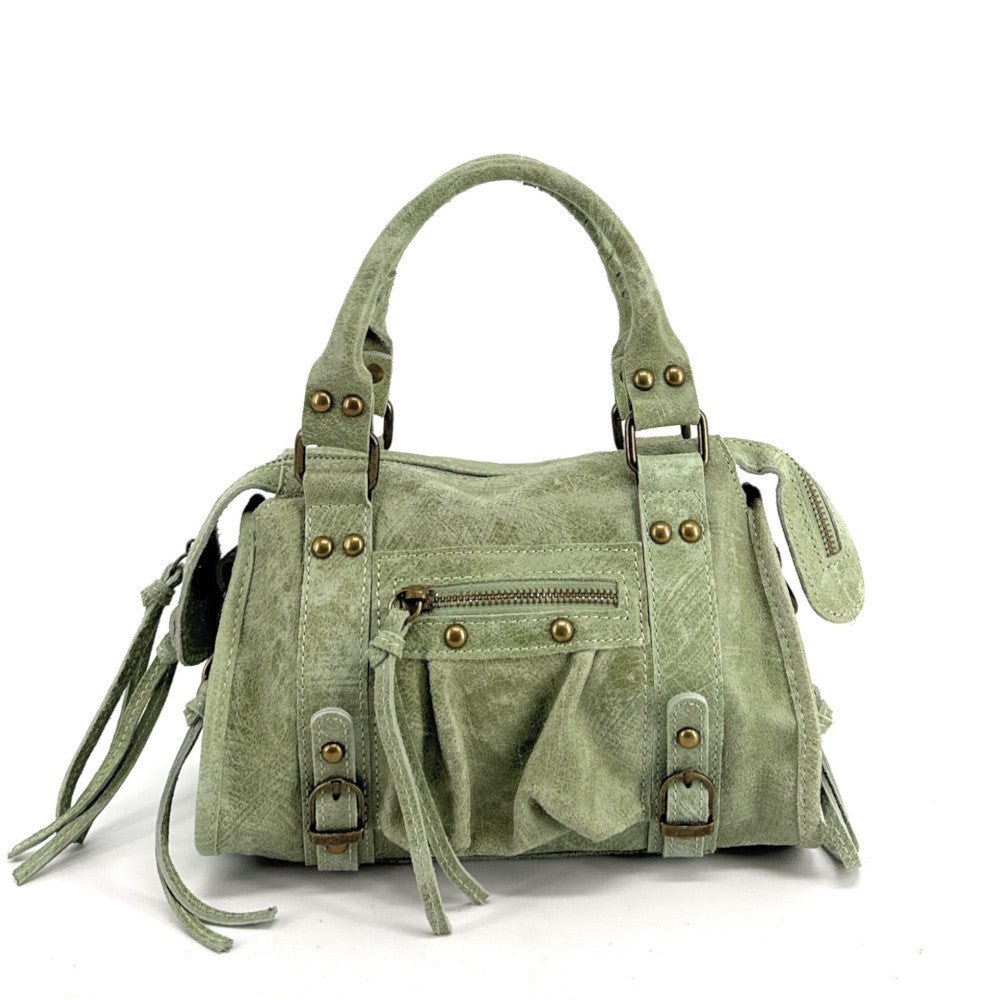 Mini-sac bowling en cuir brossé ou irisé SANDSTORM MINI Vert amande