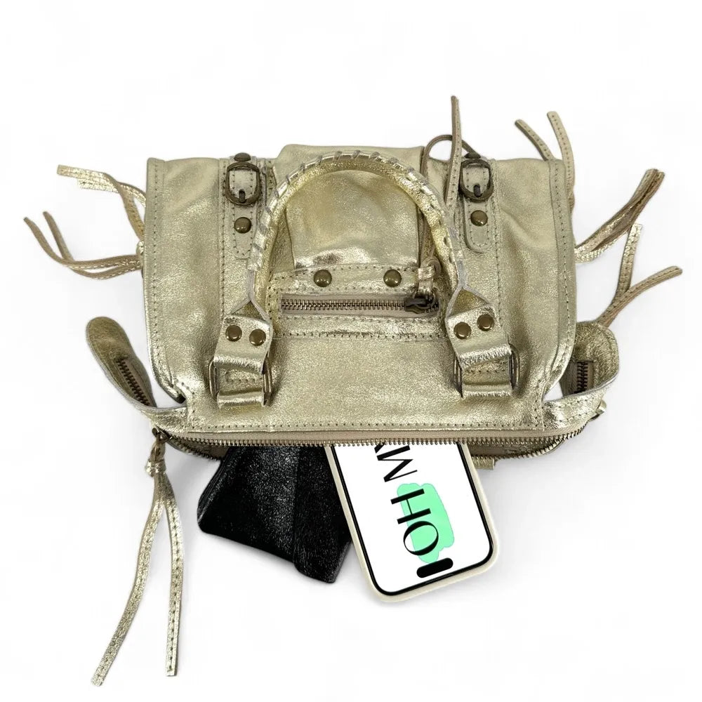 Mini-sac bowling en cuir brossé ou irisé SANDSTORM MINI Or pâle