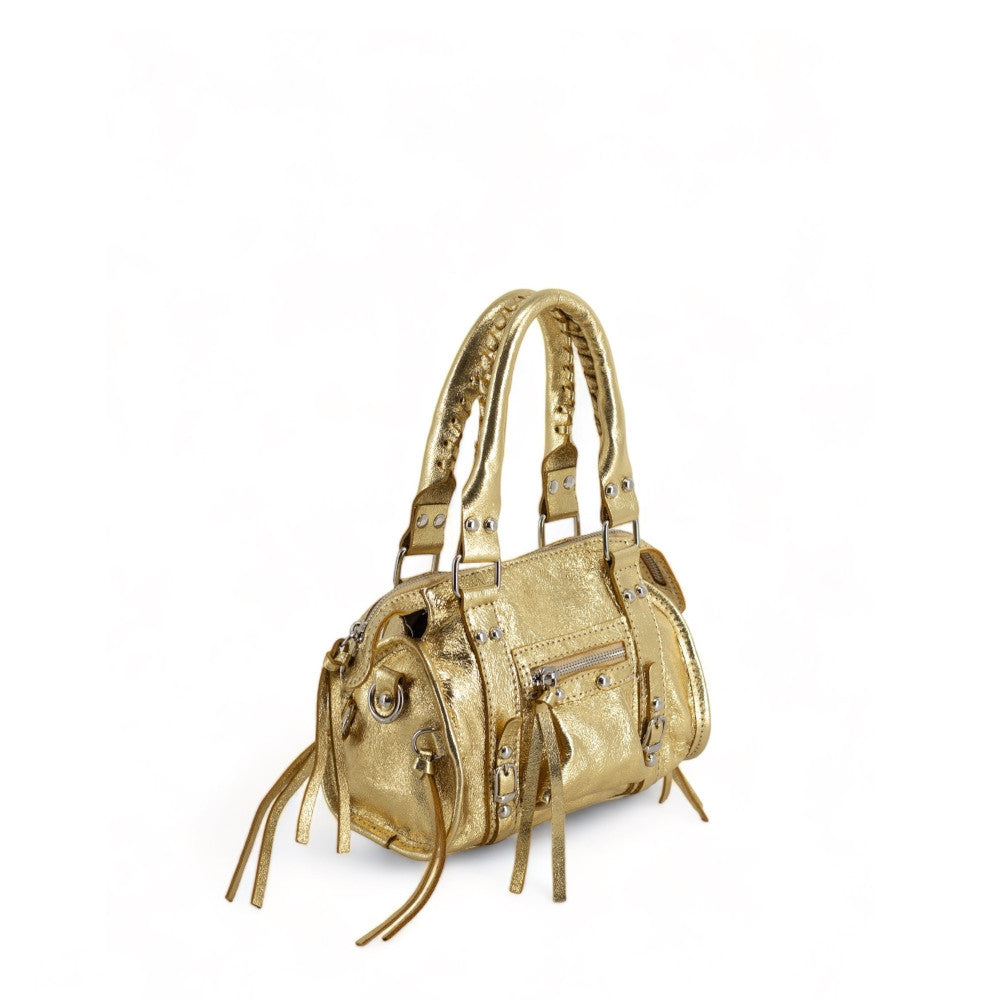 Mini-sac bowling en cuir irisé SANDSTORM NANO Or