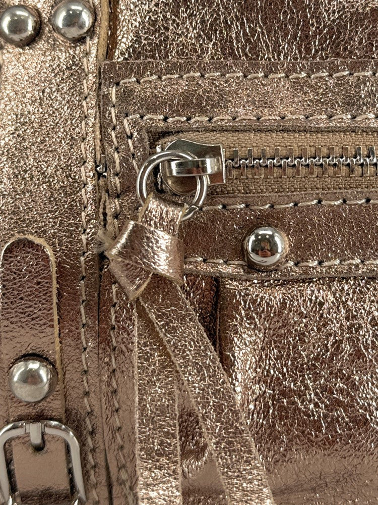 Mini-sac bowling en cuir irisé SANDSTORM NANO Champagne irisé