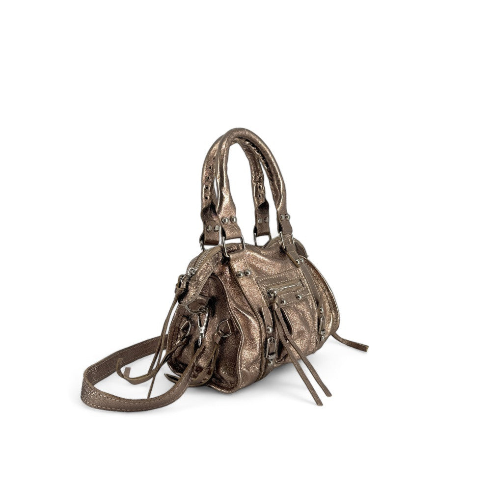 Mini-sac bowling en cuir irisé SANDSTORM NANO Champagne irisé