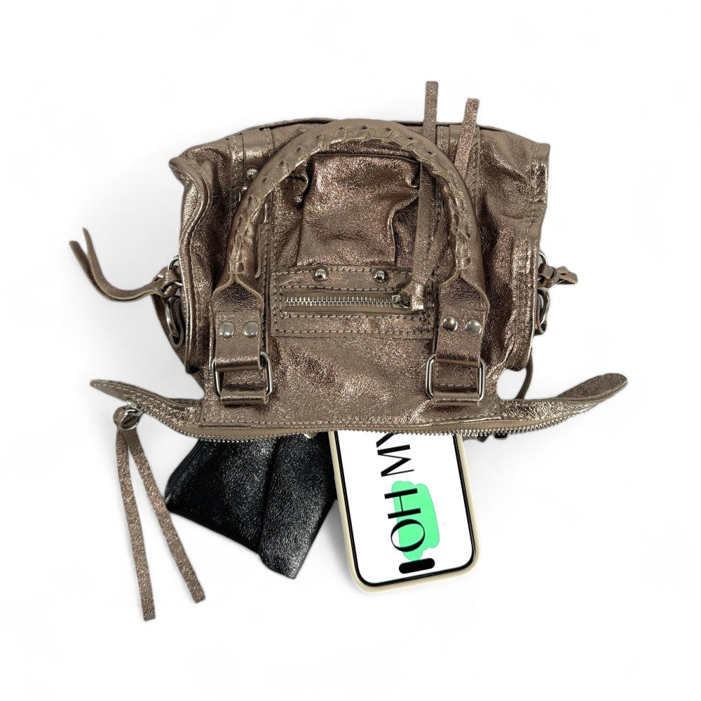 Mini-sac bowling en cuir irisé SANDSTORM NANO Champagne irisé