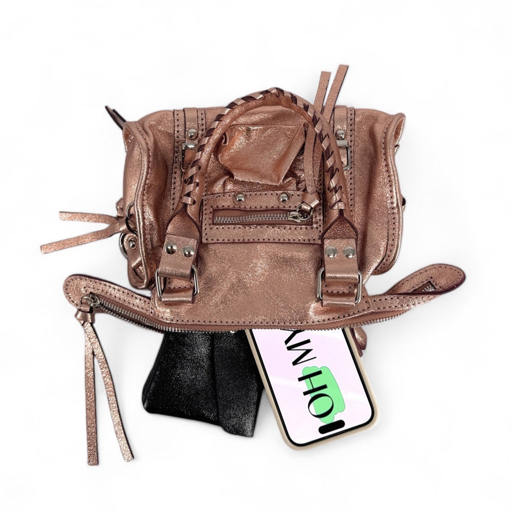 Mini-sac bowling en cuir irisé SANDSTORM NANO Rose gold