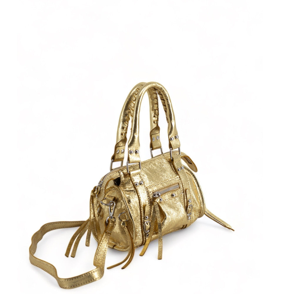 Mini-sac bowling en cuir irisé SANDSTORM NANO Or