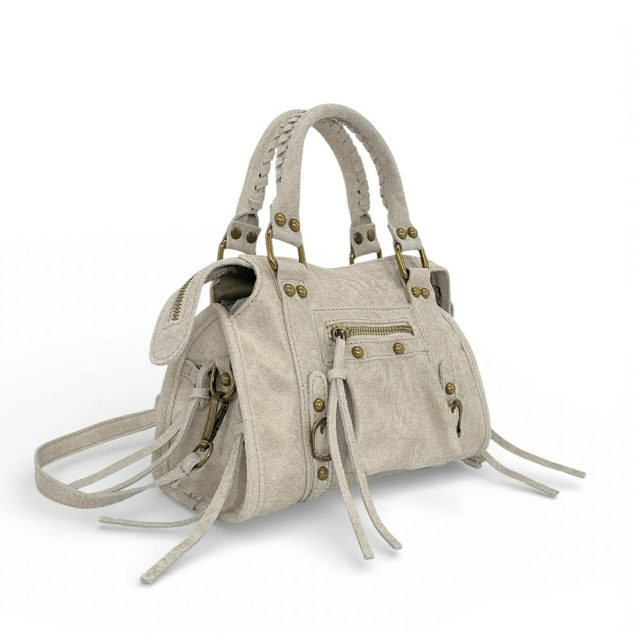 Mini-Sac Bowling in leather mat brush SANDSTORM MINI Almond green