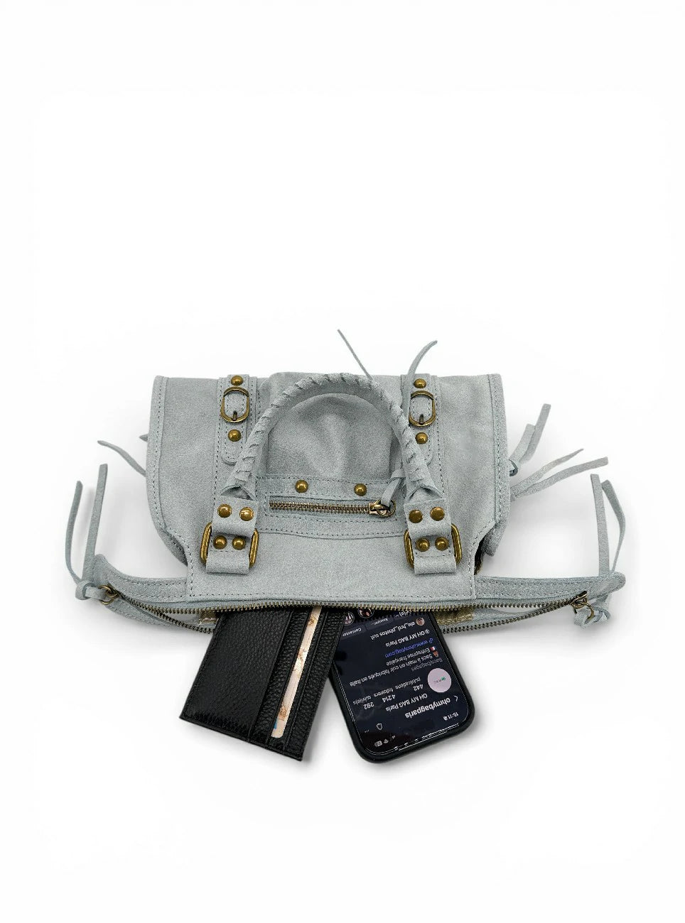 Mini-Bowling-Tasche aus mattem gebürstetem Leder SANDSTORM MINI Pastellblau