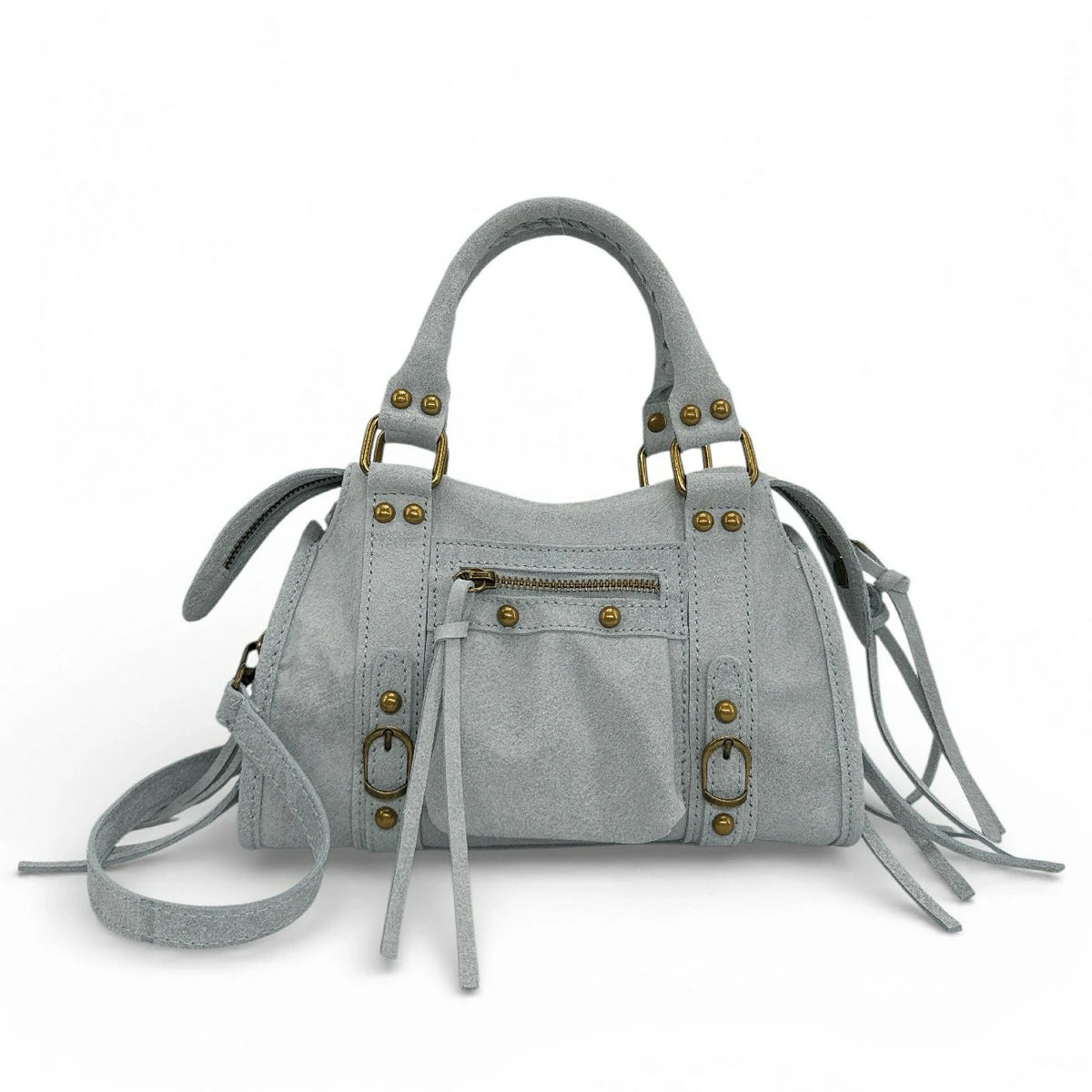 Mini-Bowling-Tasche aus mattem gebürstetem Leder SANDSTORM MINI Pastellblau