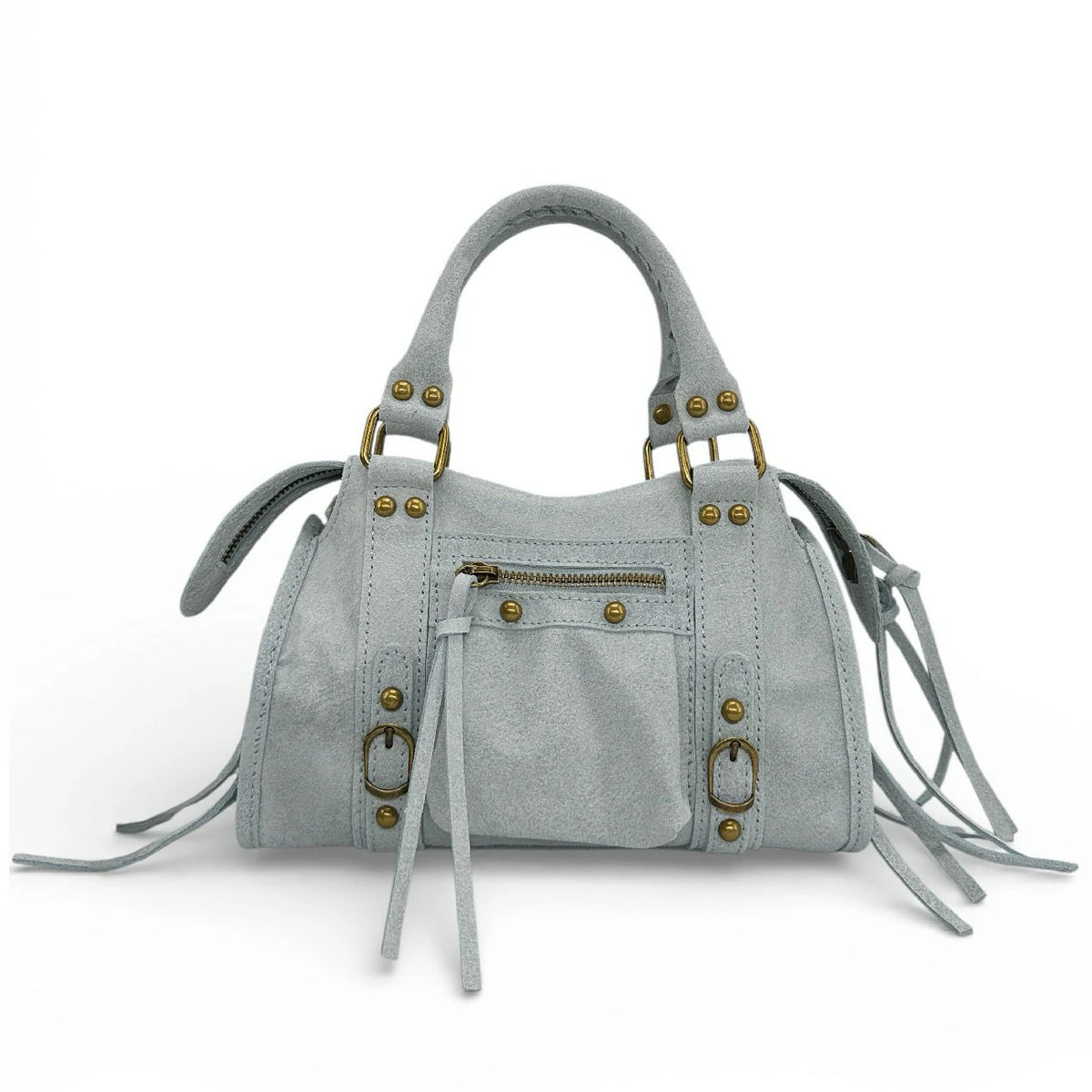 Mini-Bowling-Tasche aus mattem gebürstetem Leder SANDSTORM MINI Pastellblau