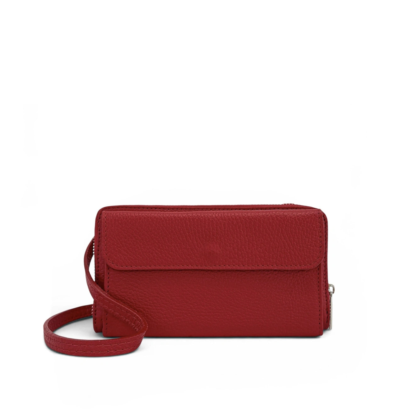 Bolso de billetera de cuero grano CITY Burdeos rojo