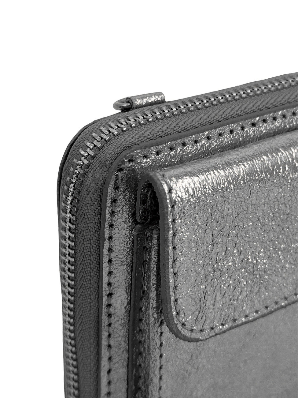 Bolso cartera bandolera de piel tornasolada CITY plateado medio