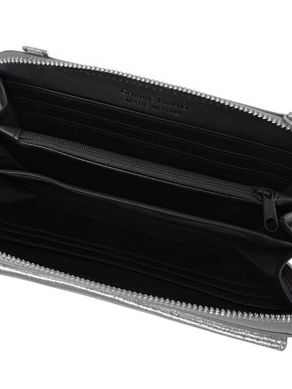 Bolso cartera bandolera de piel tornasolada CITY plateado medio