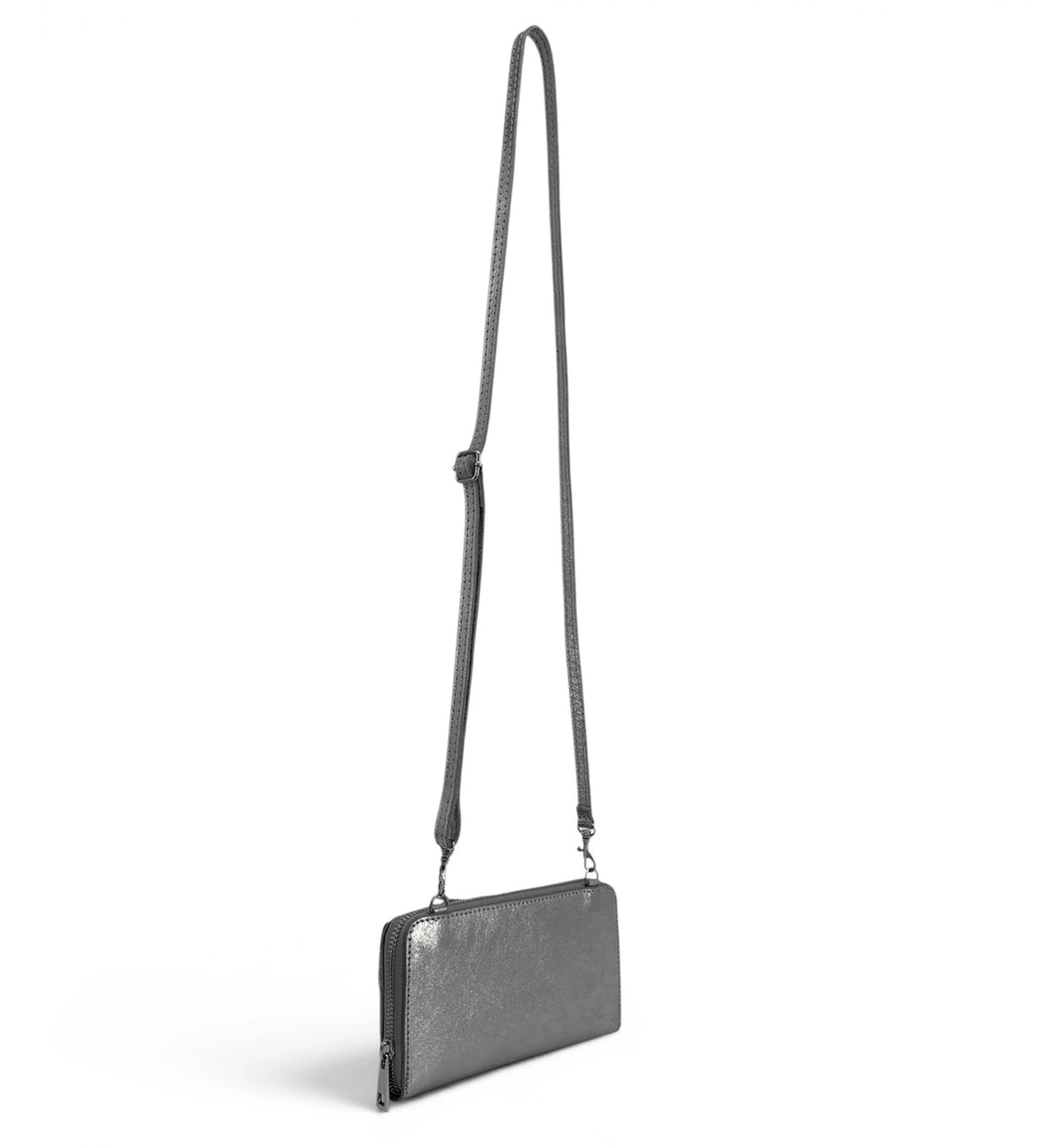 Bolso cartera bandolera de piel tornasolada CITY plateado medio
